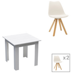 Τραπεζαρία Manka ι-Caron Pakoworld σετ 3τεμ σε Λευκή Απόχρωση 80x80x77εκ