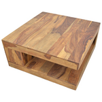 Τραπέζι Stolic Pakoworld Μασιφ Ξύλο Sheesham σε Καρυδί Απόχρωση 90x90x40εκ