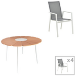 Τραπεζαρία Pinap-Dashiell σετ 5τεμ Pakoworld Λευκό Αλουμίνιο και Plywood σε Φυσική Απόχρωση Φ110x74εκ