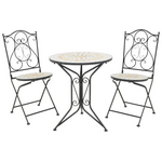 Τραπεζαρία Sellis Pakoworld σετ 3τεμ Μωσαικό-Μέταλλο Μαύρο