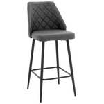 Σκαμπό Μπαρ Inflame Pakoworld pu Ανθρακί-Μέταλλο Μαύρο