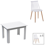 Τραπεζαρία Manka-Aurora i Pakoworld σετ 5τεμ σε Λευκή Απόχρωση 110x80x77εκ