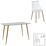 Τραπεζαρία Chloe-Aurora i Pakoworld σετ 5τεμ Γυάλινο 8χιλ Ανθρακί - Πόδι Φυσικό 120x70x75εκ