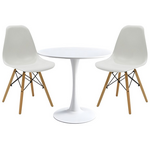 Τραπεζαρία Elijah-Julita Pakoworld σετ 3τεμ pp-pu σε Λευκή Απόχρωση με Φυσικό Πόδι Φ60x74εκ