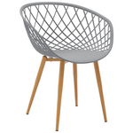 Τραπεζαρία Elijah-Ezra Pakoworld σετ 3τεμ pp-pu σε Γκρι-Λευκή Απόχρωση με Φυσικό Πόδι Φ60x74εκ