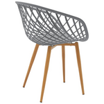 Τραπεζαρία Elijah-Ezra Pakoworld σετ 3τεμ pp-pu σε Γκρι-Λευκή Απόχρωση με Φυσικό Πόδι Φ60x74εκ