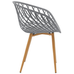 Τραπεζαρία Elijah-Ezra Pakoworld σετ 3τεμ pp-pu σε Γκρι-Λευκή Απόχρωση με Φυσικό Πόδι Φ60x74εκ