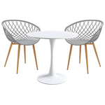 Τραπεζαρία Elijah-Ezra Pakoworld σετ 3τεμ pp-pu σε Γκρι-Λευκή Απόχρωση με Φυσικό Πόδι Φ60x74εκ