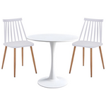 Τραπεζαρία Elijah-Aurora i Pakoworld σετ 3τεμ pp σε Λευκή Απόχρωση με Φυσικό Πόδι Φ60x74εκ