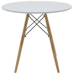 Τραπεζαρία Julita-Gaston σετ 5τεμ Pakoworld mdf και Ξύλο Οξιάς σε Λευκή-Φυσική Απόχρωση Φ80x73εκ