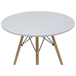 Τραπεζαρία Julita-Gaston σετ 5τεμ Pakoworld mdf και Ξύλο Οξιάς σε Λευκή-Φυσική Απόχρωση Φ80x73εκ