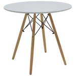 Τραπεζαρία Julita σετ 5τεμ Pakoworld mdf και Ξύλο Οξιάς σε Λευκή-Φυσική Απόχρωση Φ80x73εκ