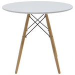 Τραπεζαρία Julita σετ 5τεμ Pakoworld mdf και Ξύλο Οξιάς σε Λευκή-Φυσική Απόχρωση Φ80x73εκ