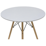 Τραπεζαρία Julita σετ 5τεμ Pakoworld mdf και Ξύλο Οξιάς σε Λευκή-Φυσική Απόχρωση Φ80x73εκ