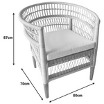 Πολυθρόνα Necorian Paakoworld Teak Ξύλο με pe Rattan σε Φυσική Απόχρωση και Λευκό Μαξιλάρι 80x70x87εκ