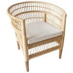 Πολυθρόνα Necorian Paakoworld Teak Ξύλο με pe Rattan σε Φυσική Απόχρωση και Λευκό Μαξιλάρι 80x70x87εκ