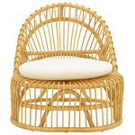 Πολυθρόνα Tromso Paakoworld pe Rattan σε Φυσική Απόχρωση με Εκρού Χρώμα Μαξιλάρι 80x85x98εκ