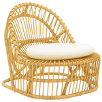 Πολυθρόνα Tromso Paakoworld pe Rattan σε Φυσική Απόχρωση με Εκρού Χρώμα Μαξιλάρι 80x85x98εκ