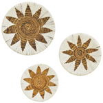 Διακοσμητικό Τοίχου Circy Inart σετ 3 τεμ Ψάθα σε Λευκή-Μπεζ Απόχρωση