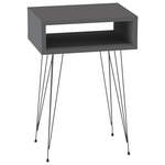 Κομοδίνο Naida Pakoworld σε Ανθρακί Απόχρωση -Μαύρα Μεταλλικά Πόδια 40x30x59εκ