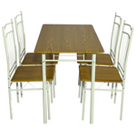 Τραπεζαρία Roza ii Pakoworld σετ 5τμχ mdf σε Φυσική Απόχρωση με Λευκά Μεταλλικά Πόδια 110x60x74εκ