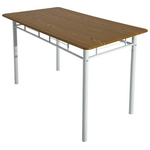 Τραπεζαρία Roza ii Pakoworld σετ 5τμχ mdf σε Φυσική Απόχρωση με Λευκά Μεταλλικά Πόδια 110x60x74εκ