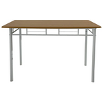 Τραπεζαρία Roza ii Pakoworld σετ 5τμχ mdf σε Φυσική Απόχρωση με Λευκά Μεταλλικά Πόδια 110x60x74εκ