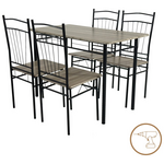 Τραπεζαρία Roza ii Pakoworld σετ 5τμχ mdf σε Γκρι Απόχρωση με Γκρι Μεταλλικά Πόδια 110x60x74εκ