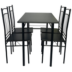 Τραπεζαρία Roza ii Pakoworld σετ 5τμχ mdf σε Μαύρη Απόχρωση με Μαύρα Μεταλλικά Πόδια 110x60x74εκ