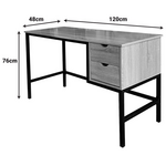 Γραφείο Εργασίας Ramen Pakoworld σε Sonoma Απόχρωση με Μαύρα Μεταλλικά Πόδια 120x48x76εκ