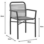 Τραπεζαρία Kliton-Clutch σετ 3τεμ Pakoworld  Αλουμίνιο σε Ανθρακί Απόχρωση 80x80x74εκ