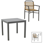 Τραπεζαρία Kliton-Clutch σετ 3τεμ Pakoworld  Αλουμίνιο σε Ανθρακί Απόχρωση 80x80x74εκ