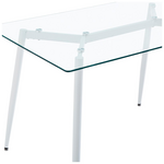 Τραπεζαρία Quana-Julita Pakoworld σετ 5τεμ Γυάλινο 8χιλ Διάφανο - Λευκό 120x70x75εκ