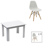 Τραπεζαρία Manka-Julita Pakoworld σετ 5τεμ σε Λευκή Απόχρωση 110x80x77εκ