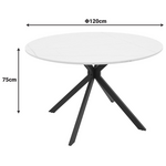 Τραπέζι Xuson Pakoworld mdf σε Λευκό Όψης Μαρμάρου με Πόδι Μαύρο Μέταλλο Φ120x75εκ