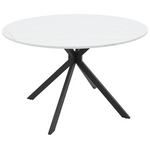 Τραπέζι Xuson Pakoworld mdf σε Λευκό Όψης Μαρμάρου με Πόδι Μαύρο Μέταλλο Φ120x75εκ