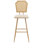 Σκαμπό Μπαρ Camilla i Pakoworld Φυσικό pe Rattan με Μπεζ Ύφασμα και Μέταλλο σε Φυσική Απόχρωση 47.5x58x117εκ