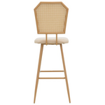 Σκαμπό Μπαρ Camilla i Pakoworld Φυσικό pe Rattan με Μπεζ Ύφασμα και Μέταλλο σε Φυσική Απόχρωση 47.5x58x117εκ