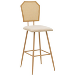 Σκαμπό Μπαρ Camilla i Pakoworld Φυσικό pe Rattan με Μπεζ Ύφασμα και Μέταλλο σε Φυσική Απόχρωση 47.5x58x117εκ