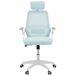 Καρέκλα Γραφείου Peja Pakoworld Mesh Ύφασμα Σιελ-Σκελετός Λευκό 58x60x107-117εκ