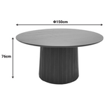 Τραπέζι Canicule Pakoworld Μασίφ Ξύλο Ακακίας σε Μαύρη Απόχρωση Φ150x75εκ