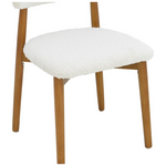 Καρέκλα Ubene Pakoworld Rubberwood σε Καρυδί-Μπουκλέ Ύφασμα σε Λευκή Απόχρωση 51x56x79εκ