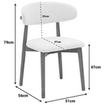 Καρέκλα Ubene Pakoworld Rubberwood σε Καρυδί-Μπουκλέ Ύφασμα σε Λευκή Απόχρωση 51x56x79εκ