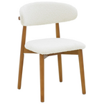 Καρέκλα Ubene Pakoworld Rubberwood σε Καρυδί-Μπουκλέ Ύφασμα σε Λευκή Απόχρωση 51x56x79εκ