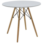 Τραπεζαρία Julita-Noor Pakoworld σετ 5τεμ mdf Λευκό-Μπεζ Ύφασμα Φ80x73εκ