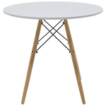 Τραπεζαρία Julita-Noor Pakoworld σετ 5τεμ mdf Λευκό-Μπεζ Ύφασμα Φ80x73εκ