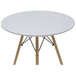 Τραπεζαρία Julita-Noor Pakoworld σετ 5τεμ mdf Λευκό-Μπεζ Ύφασμα Φ80x73εκ