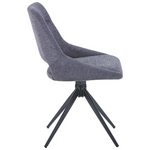 Τραπεζαρία Gustas-Luciano i Pakoworld σετ 5τεμ Λευκό Μαρμάρου Sintered Stone-Ανθρακί Ύφασμα 120x60x75εκ