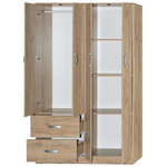 Ντουλάπα Ρούχων Τετράφυλλη Zelia Pakoworld με 2 Συρτάρια σε oak Απόχρωση 120x42x180εκ
