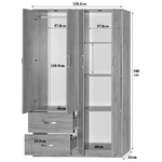 Ντουλάπα Ρούχων Τετράφυλλη με Πατάρι Zelia Pakoworld με 2 Συρτάρια σε oak Απόχρωση 120x42x240εκ